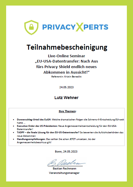 Sicherheit und Vertrauen im transatlantischen Datenverkehr - EU–USA-Datentransfer