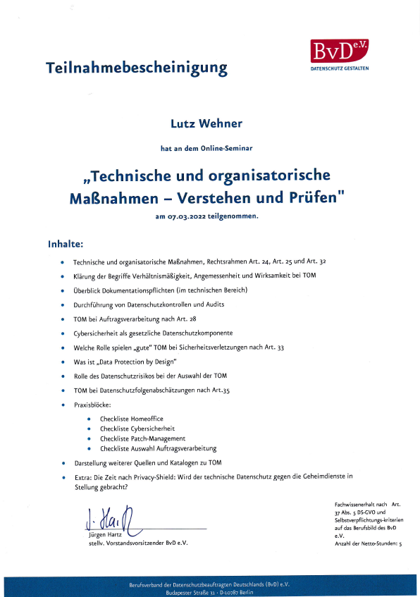 Grundlage für sicheren Datenschutz - Technische und organisatorische Maßnahmen