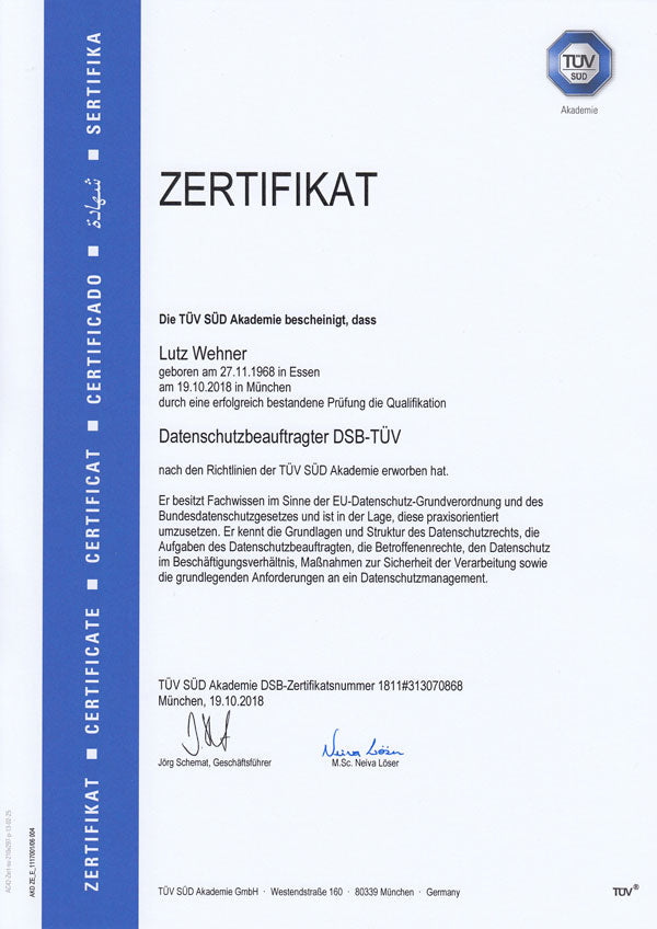 Datenschutz als Wettbewerbsvorteil: TÜV-zertifizierte Fachkompetenz für Unternehmen